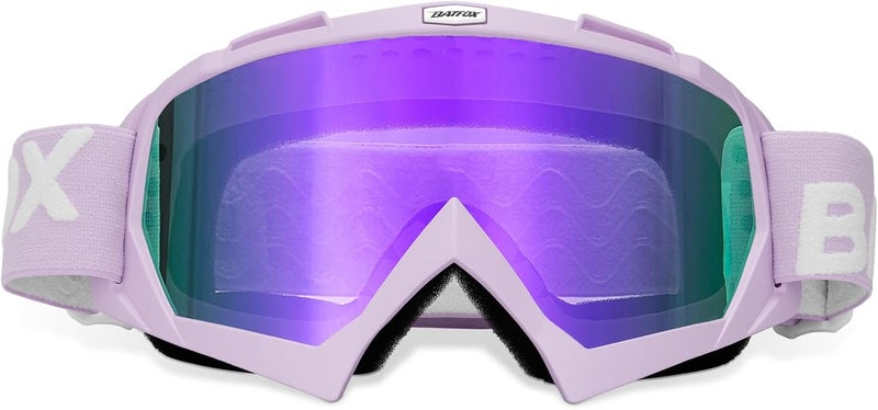 BATFOX Motorcycle Glasses Goggles Dirt Bike Motocross Safety ATV Tactical Riding (HD Violet-Violet, Adult) - Image 1